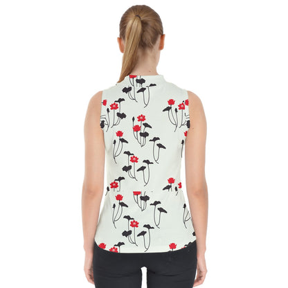 Flower Mock Neck Shell Top
