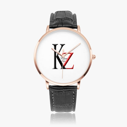 Kalent Zaiz Quartz Watch Black Leather