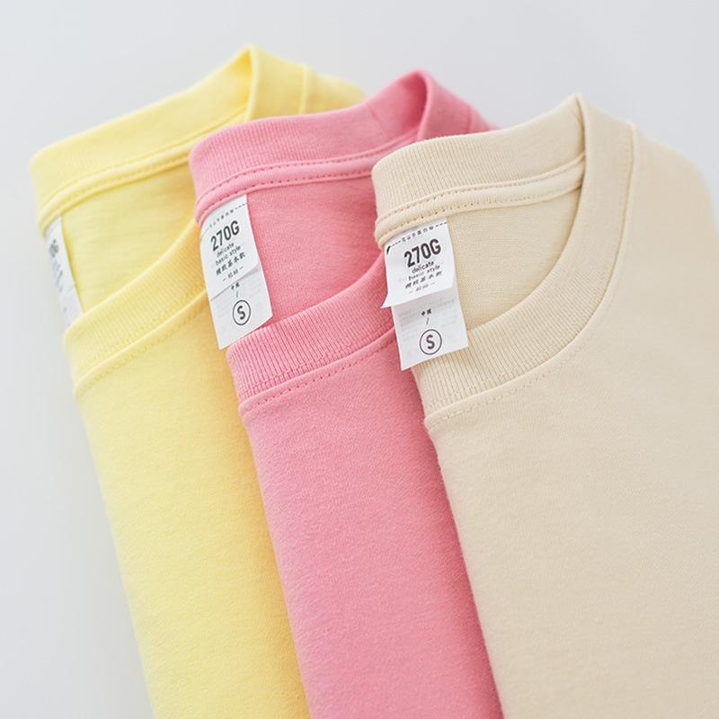 270g meter apricot 2020 cotton short sleeve T-shirt for men's spring and summer Korean men's wear