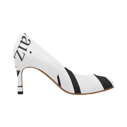 Kalent Zaiz Women's Pumps White  Designed by Kalent Zaiz  26.46 Oz. Designed for fashion women, stylish and personalized. Canvas vamp and heel cover, features all-over print. Imitation pigskin microfiber inner-linning, wearing soft and comfortable. Rubber outsole for traction and exceptional durability. Open in-step for easy on-and-off use. Heel measures approximately 2.99 inches /7.6cm.