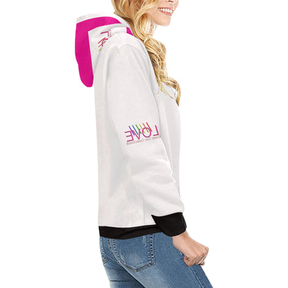 WE LOVE! Women's All Over Print Turtleneck Pullover Hoodie