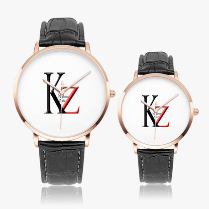 Kalent Zaiz Quartz Watch Black Leather 