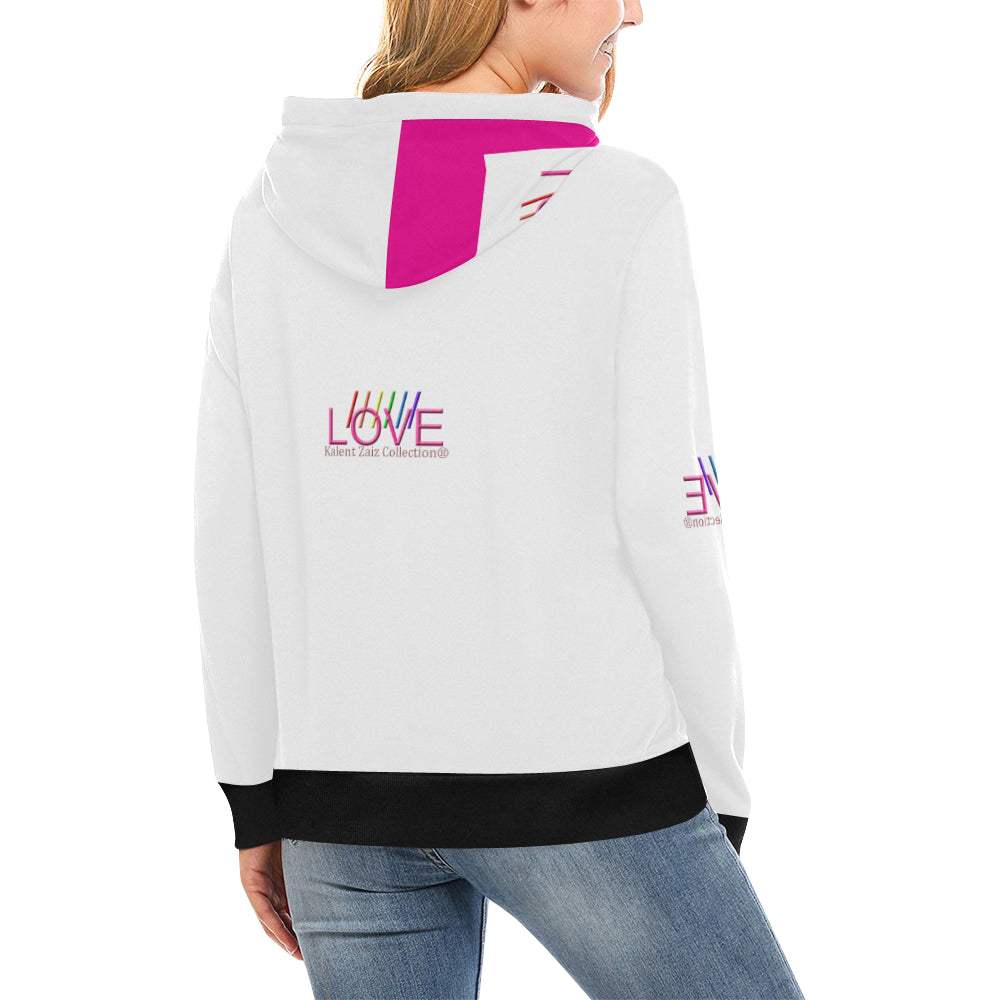 WE LOVE! Women's All Over Print Turtleneck Pullover Hoodie