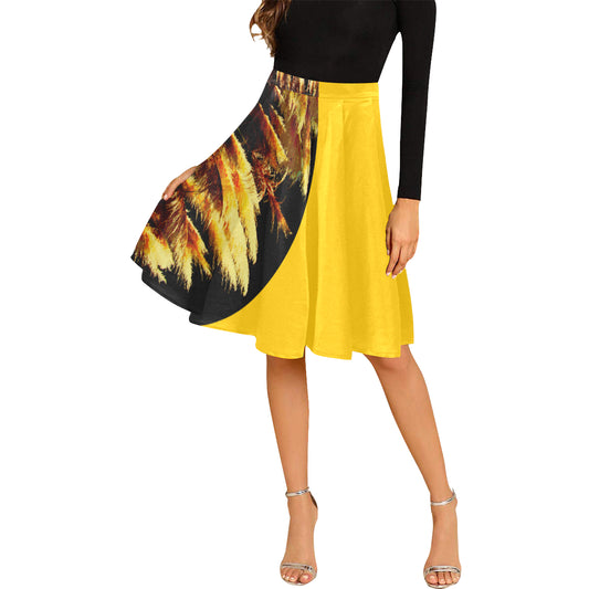 Kalent Zaiz Pleats Skirt Women's Midi Skirt  (Yellow) - Designed by Kalent Zaiz