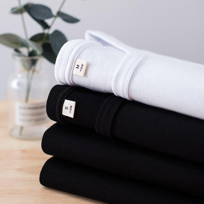 300g black white plain cotton short sleeve T-shirt for men's basic underlay not transparent