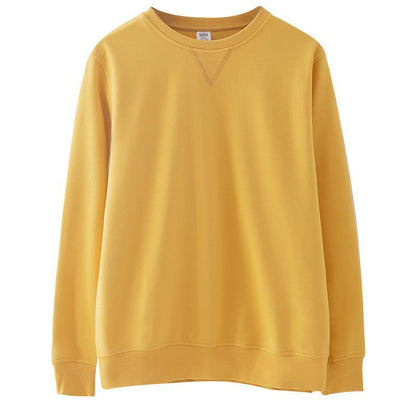 Egg yellow 320G solid round neck couple's top men's long sleeve sweater