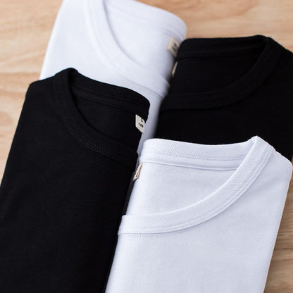 300g black white plain cotton short sleeve T-shirt for men's basic underlay not transparent