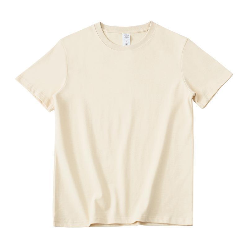 270g meter apricot 2020 cotton short sleeve T-shirt for men's spring and summer Korean men's wear