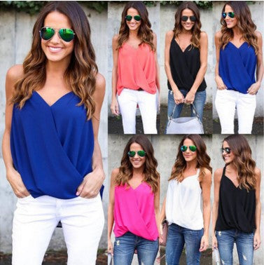 Sexy sling cross chiffon shirt vest shirt women's clothing