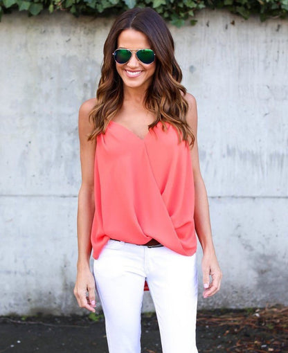 Sexy sling cross chiffon shirt vest shirt women's clothing