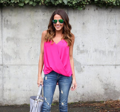 Sexy sling cross chiffon shirt vest shirt women's clothing