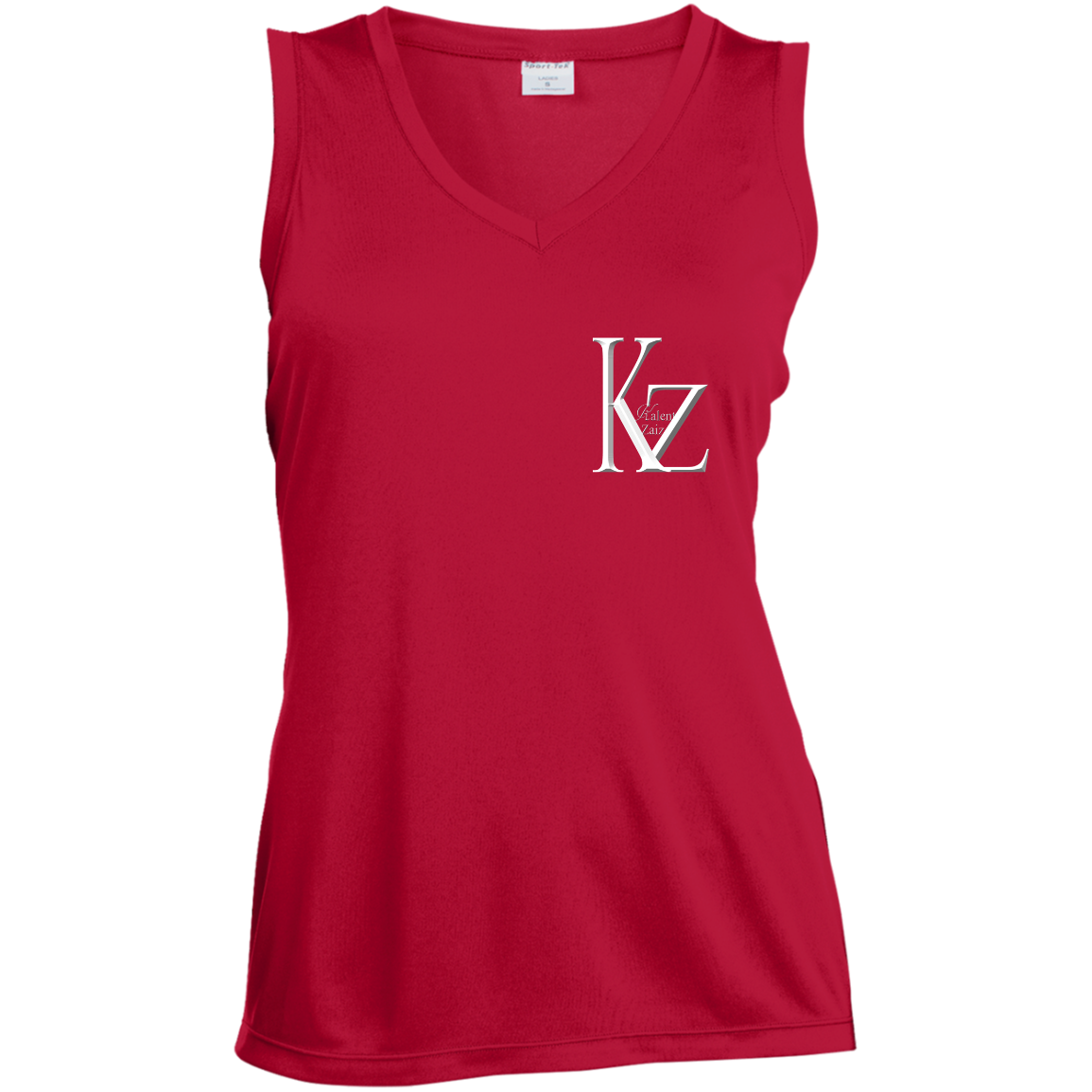 Kalent Zaiz Red LST352 Ladies' Sleeveless Moisture Absorbing V-Neck  3.8-ounce, 100% polyester interlock with PosiCharge technology Gently contoured silhouette Double-needle armholes and hem Decoration type: Digital Print