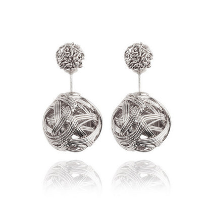 E032 Explosion models foreign trade earrings metal winding tangled irregular earrings