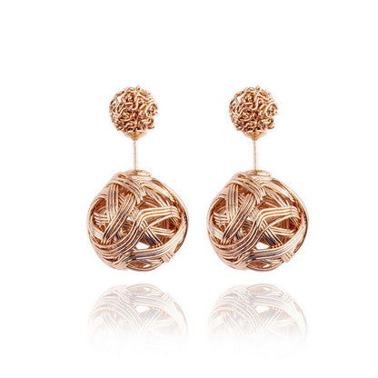 E032 Explosion models foreign trade earrings metal winding tangled irregular earrings