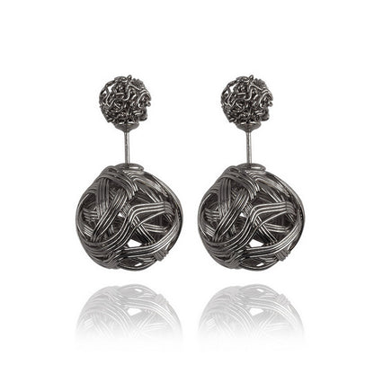 E032 Explosion models foreign trade earrings metal winding tangled irregular earrings