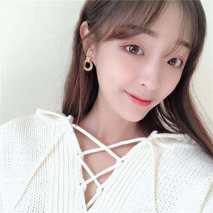 Ins cold wind metal circle geometric earrings female Korean ring winding earrings net red tide earrings F122