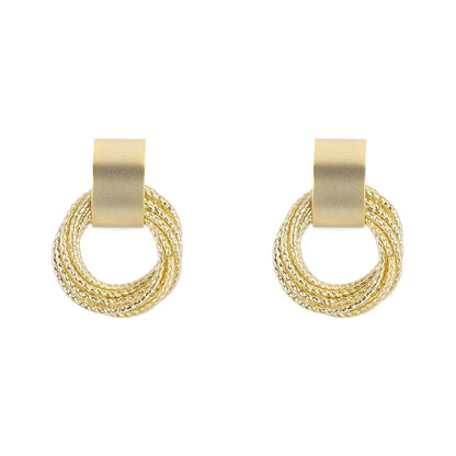 Ins cold wind metal circle geometric earrings female Korean ring winding earrings net red tide earrings F122