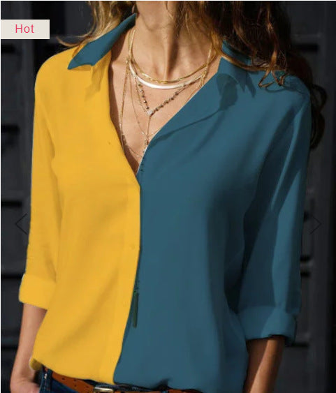 Multi-color multi-code    explosion color matching V-neck ladies shirt bottoming shirt