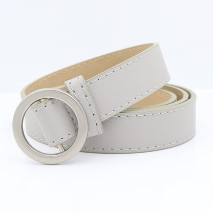 No hole round buckle ladies belt female simple wild Korean retro fashion black pants belt female Korean students