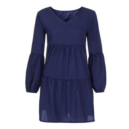 Women Autumn sexy dress in V-Neck Long Sleeve with Knee-Length