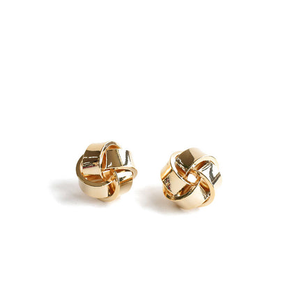and America winding twisted earrings simple and compact design small incense big brand sense ins cold wind gold-plated silver earrings