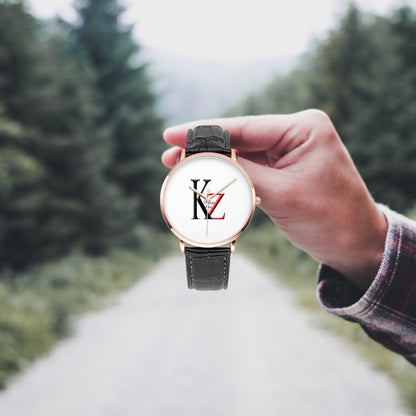 Kalent Zaiz Quartz Watch Black Leather