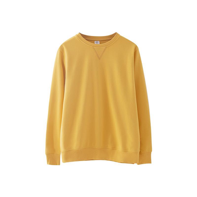 Egg yellow 320G solid round neck couple's top men's long sleeve sweater