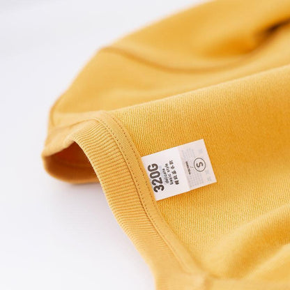 Egg yellow 320G solid round neck couple's top men's long sleeve sweater