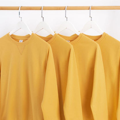 Egg yellow 320G solid round neck couple's top men's long sleeve sweater