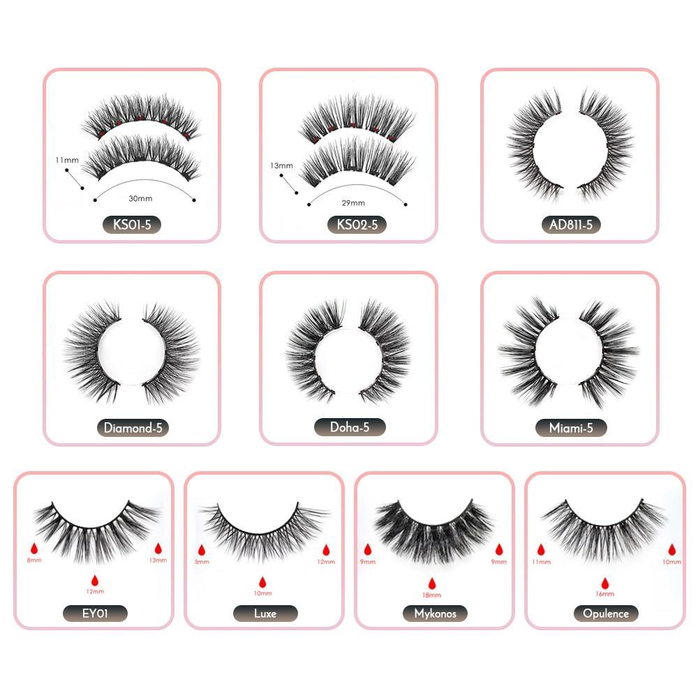 Double Layer Magnetic False Eyelashes & Magnetic Eyeliner 5 Magnets Natural Soft Fake Eyelashes Extension 2 Pairs with Tweezers