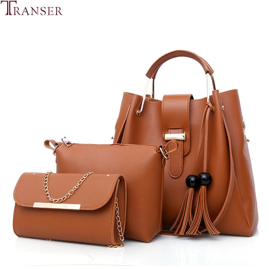 Transer women leather handbags Bags Luxury Designer purses and handbags Set 3 Pieces Bags Composite Clutch Female Bolsa Feminina
