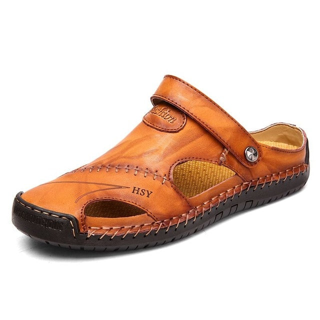 Summer Sandals Men Leather Classic Roman Sandals Slipper Outdoor Sneaker Beach Rubber Flip Flops Men Water Trekking Sandals