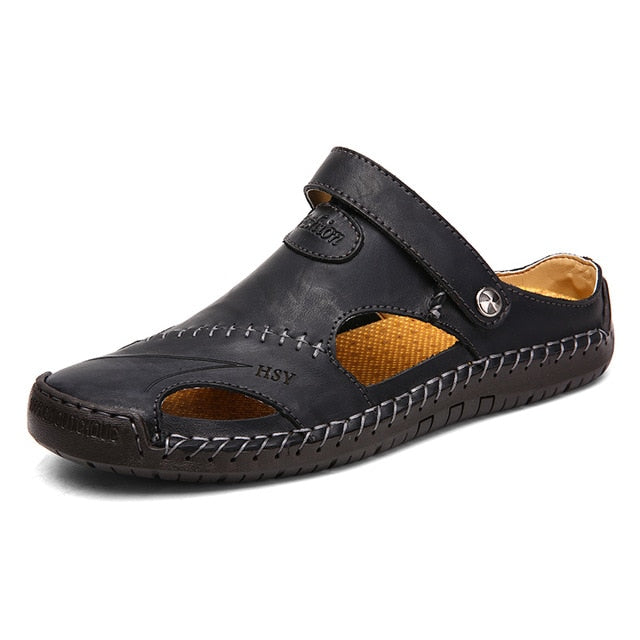 Summer Sandals Men Leather Classic Roman Sandals Slipper Outdoor Sneaker Beach Rubber Flip Flops Men Water Trekking Sandals